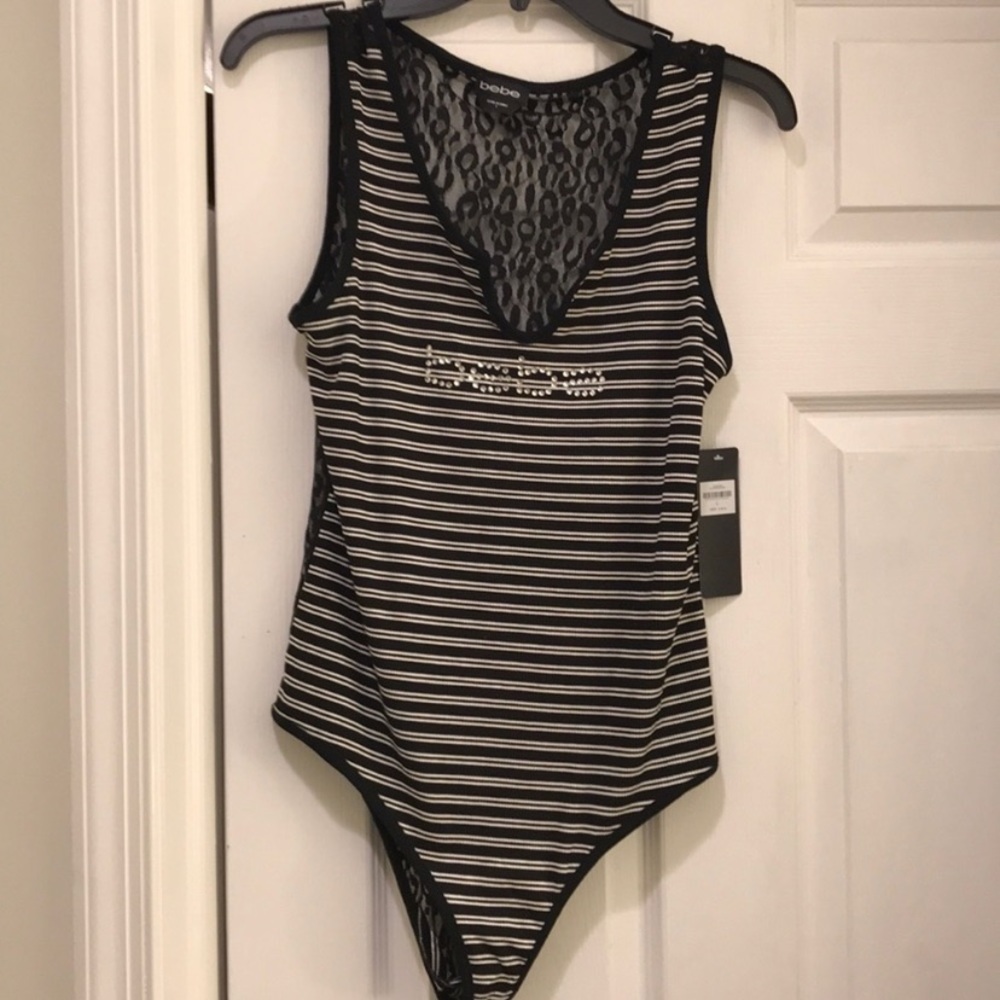 Bebe striped bodysuit sz L